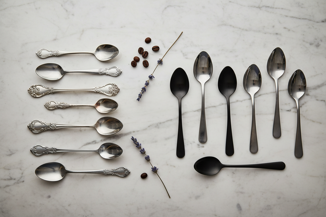 Diferencias entre cucharas de café de diseño clásico y moderno