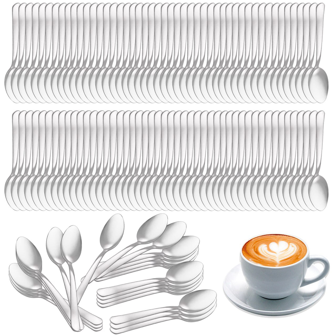 Cucharilla de café 11 cm de acero inoxidable, lote de 1.000 unidades para catering