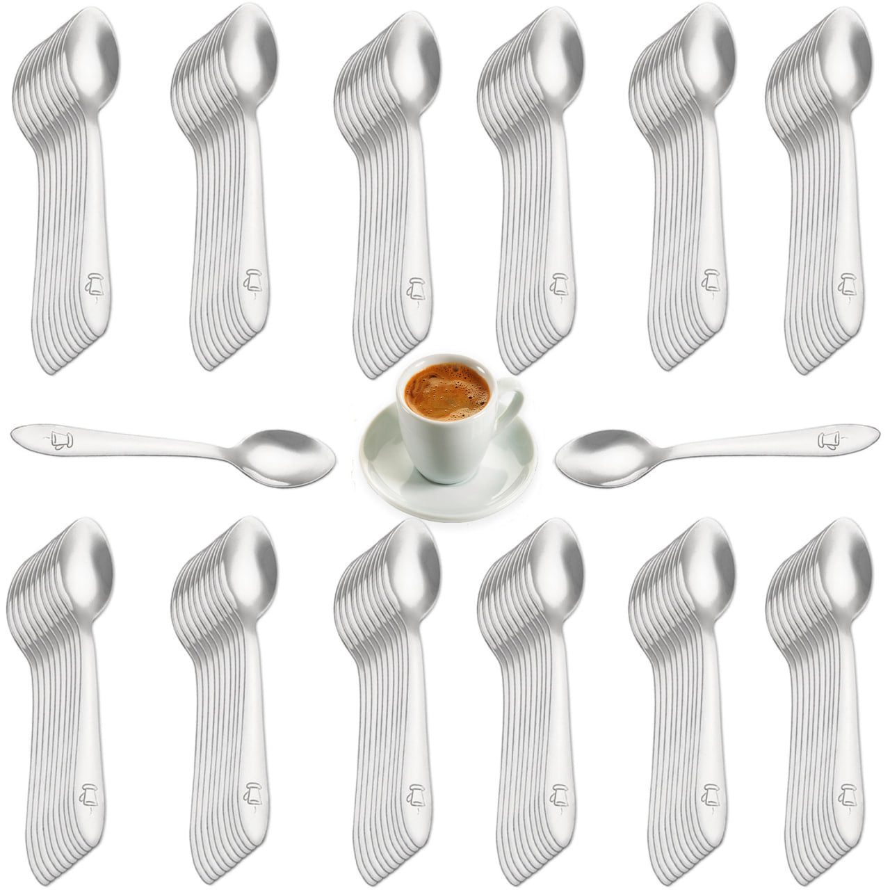 Cuchara moka 10 cm de acero inoxidable, lote de 500 unidades para hostelería