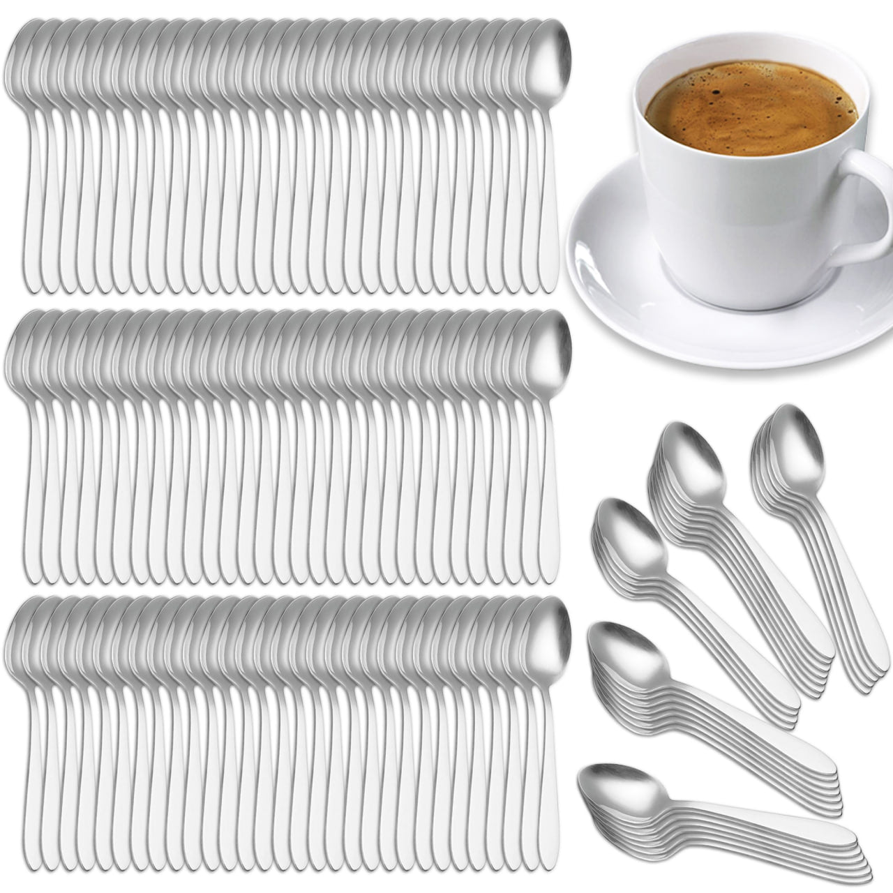 Cucharita de café 12 cm de acero inoxidable, lote de 500 unidades para hostelería