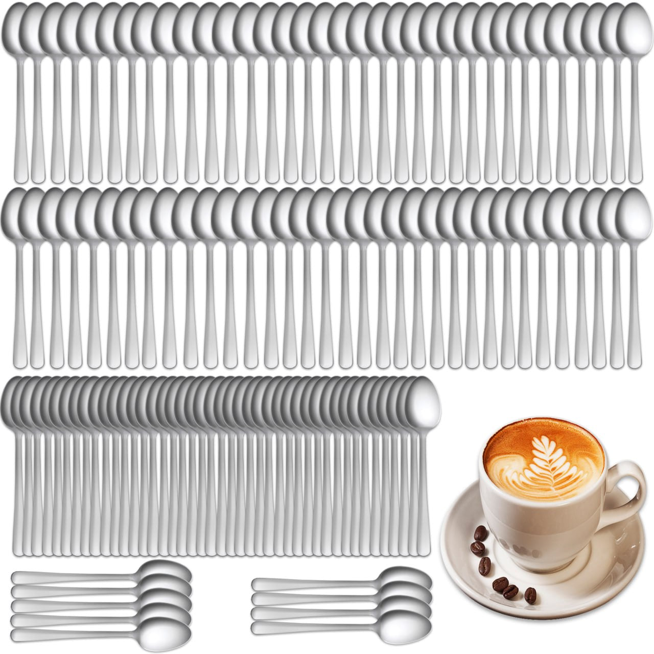 Cuchara de café 14 cm de acero inoxidable, lote de 1.000 unidades para catering