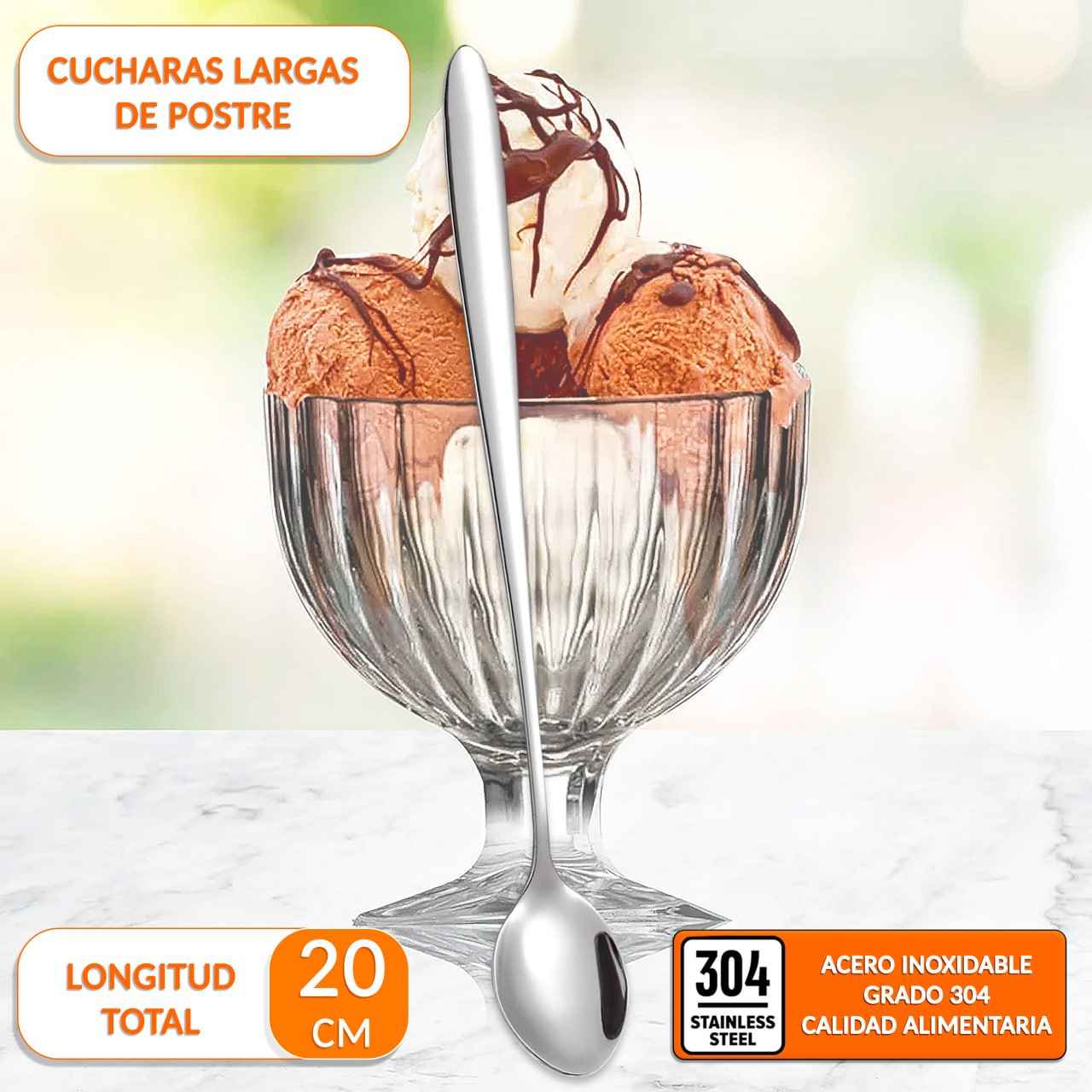 Cuchara postre larga - Pack 6 uds - cucharadecafe.es