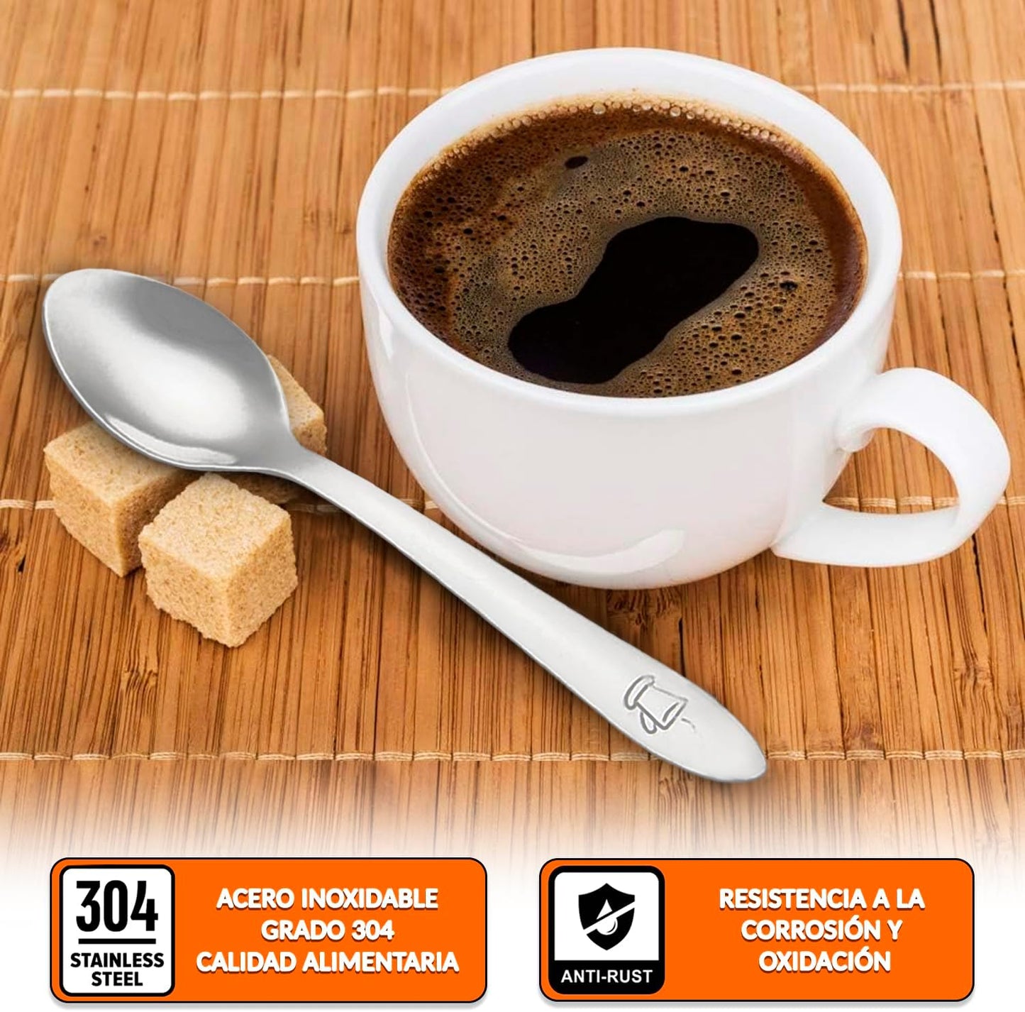 Cucharas moka de 10 cm para café solo y espresso en cafetería