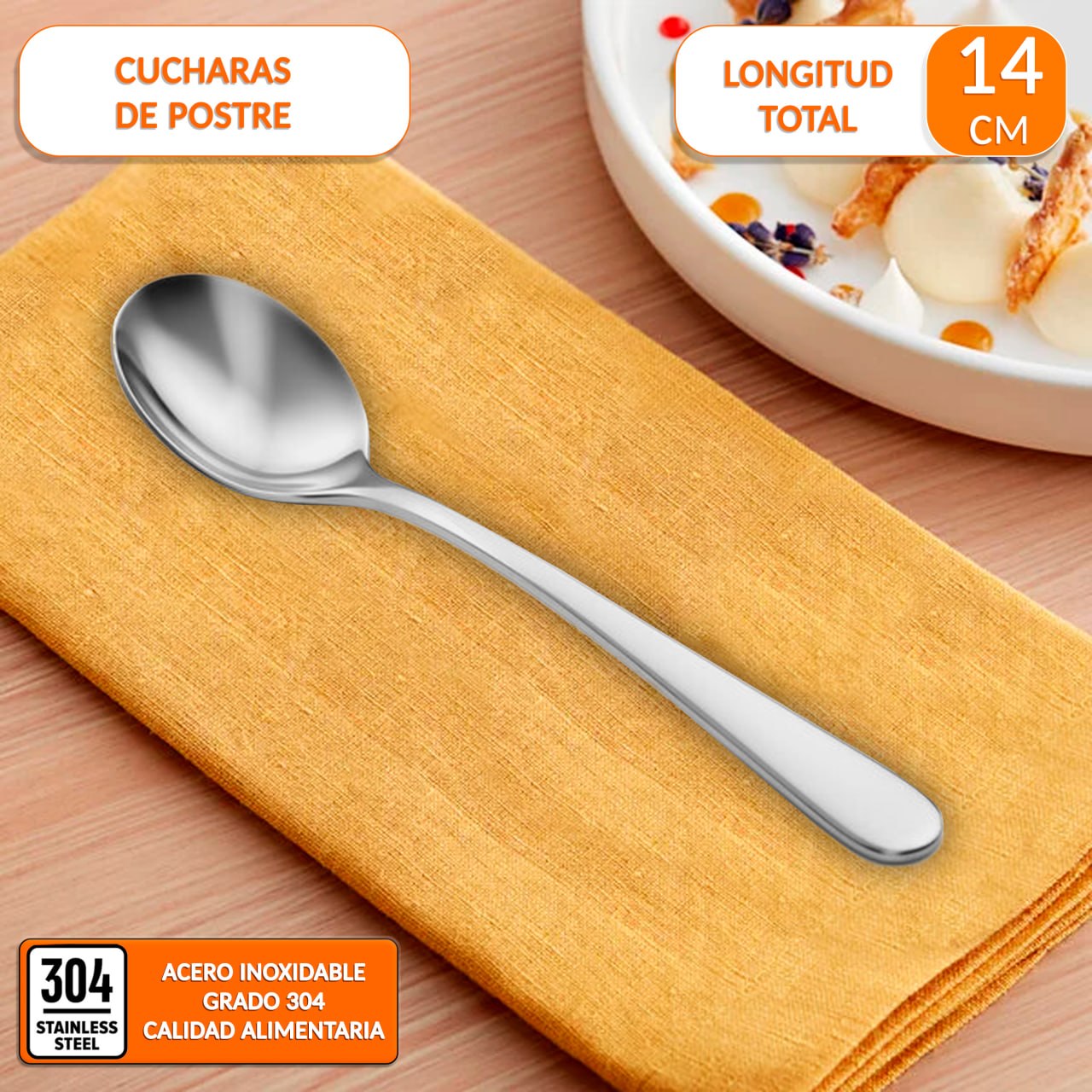 Cuchara de postre 14 cm incluida en el Pack Cafetería Completo