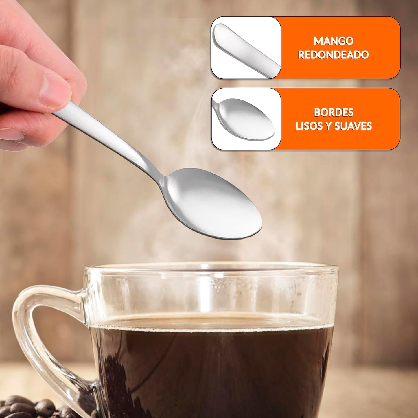 Detalle de la cucharilla de café de 11 cm para grandes volúmenes
