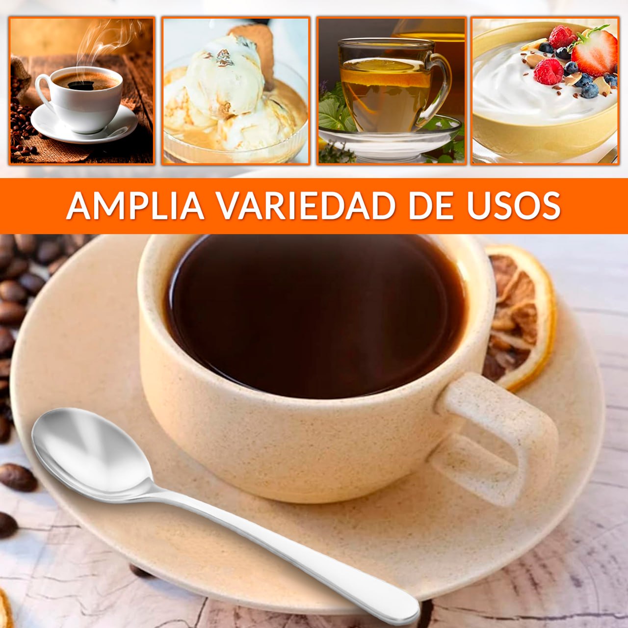Cuchara de café 14 cm de acero inoxidable para uso intensivo